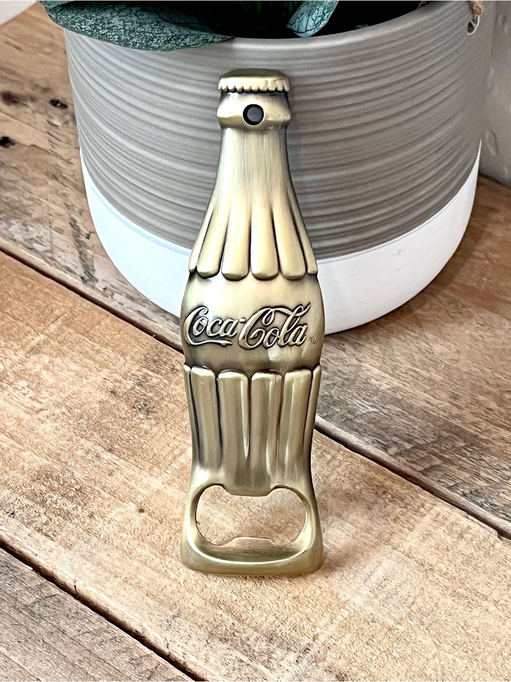 Official Coca-Cola Heavy Brass Contour Bottle Shaped Handheld Bottle Opener